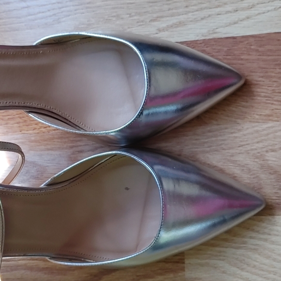 J. Crew silver metallic heels with ankle strap. In box. - Picture 2 of 8